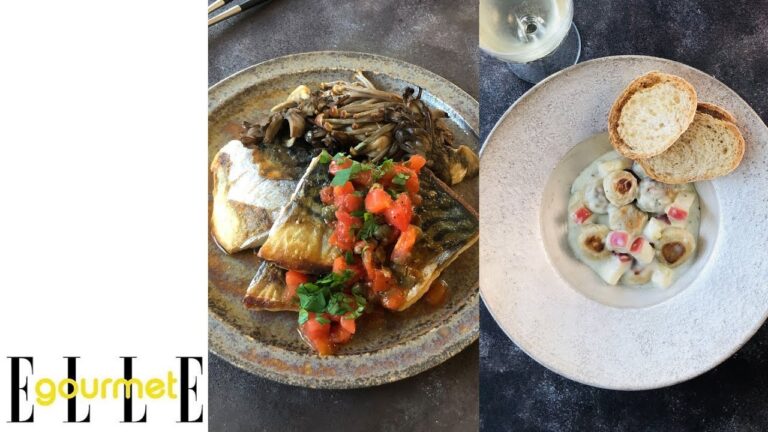 レシピ「金華サバのソテー きのことトマトのソース」＆「焼き栗のニョッキ りんごとブルーチーズのソース」｜ライブ・クッキング vol.9｜ELLE gourmet