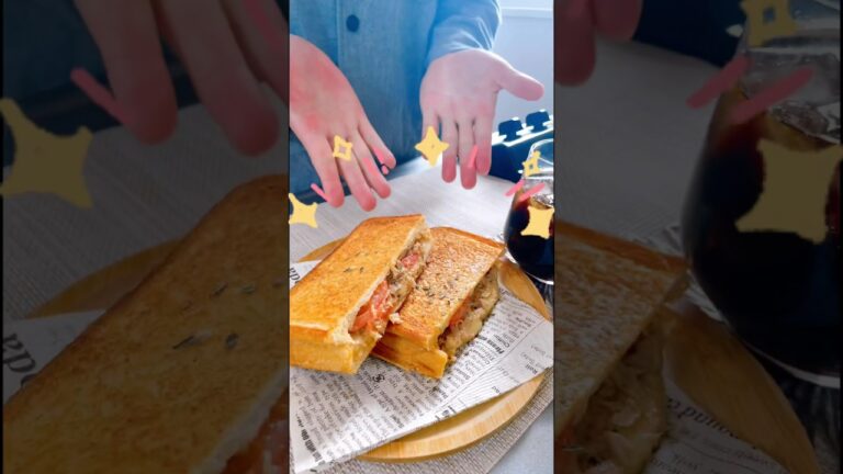 【最高の朝食シリーズ】ツナトマチーズサンドが旨いです！ #cooking #food #レシピ #朝ごはん