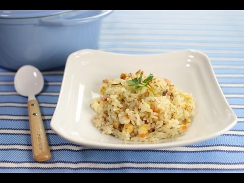 ベーコンとアンチョビのピラフ