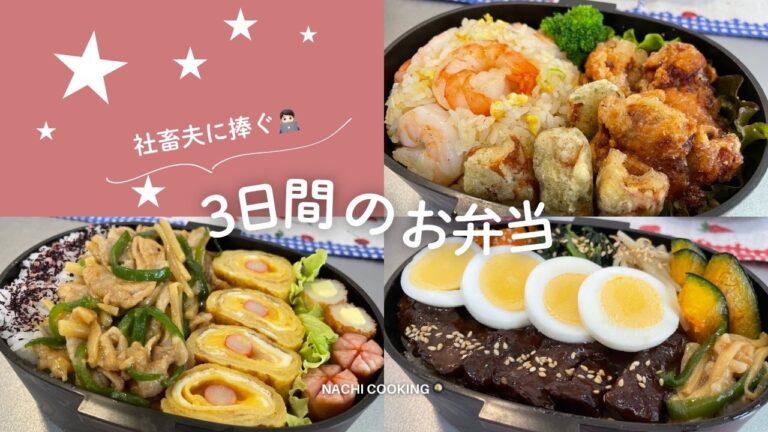 社畜夫に捧ぐ3日間のお弁当🐣🍙青椒肉絲弁当/ビビンバ弁当/えび炒飯弁当🦐
