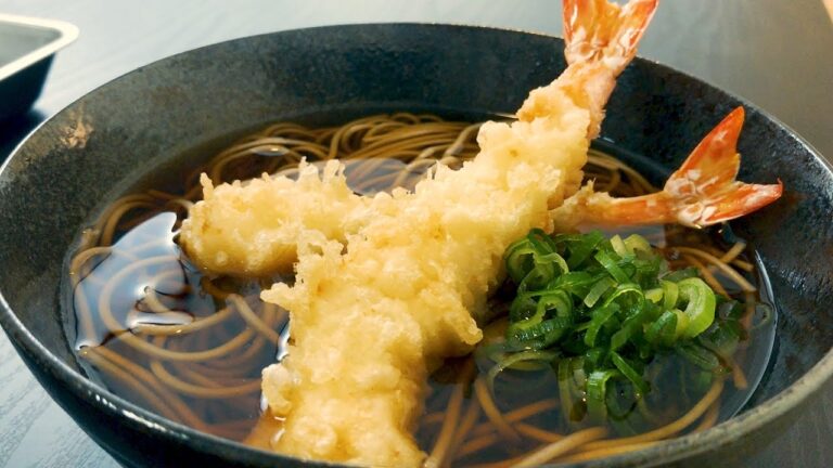 【天ぷらそば】大海老天ぷらそばの作り方(簡単なかけつゆの割合解説付き)