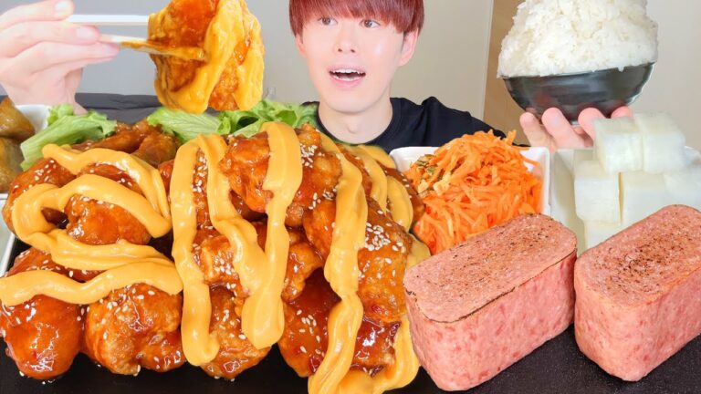 ASMR ヤンニョムチキン🧀チーズソース Spicy Chicken & Cheese Sauce EATING SOUNDS | 咀嚼音 | MUKBANG | 먹방