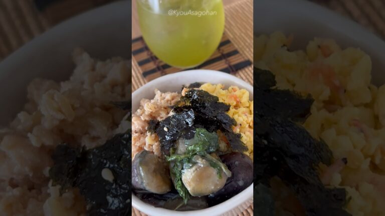 生姜香る3色ごはん【ガリ鶏そぼろ・玉子そぼろ・茄子味噌大葉】日本人でよかった朝ごはん☘️#Shorts