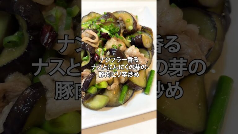 ナンプラー香る！ナスとにんにくの芽の豚肉ピリ辛炒めレシピ！ #shorts