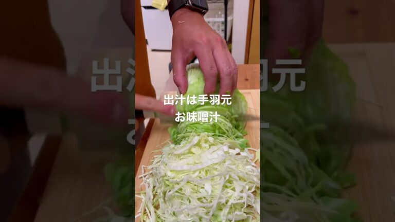 手羽元・ネギ・キャベツ・ショウガ・豆腐の味噌汁