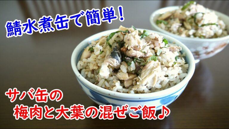 サバ缶の梅肉と大葉の混ぜご飯♪