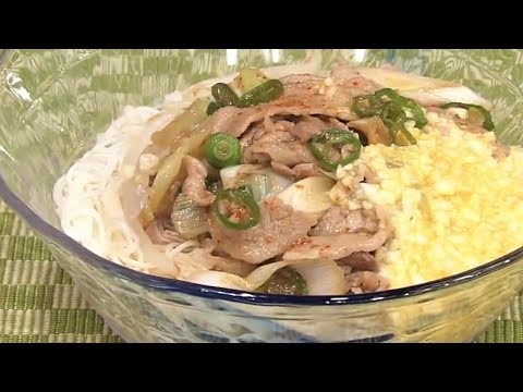 豚こまピリ辛そうめん