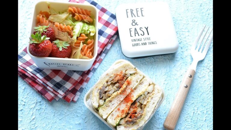 【お弁当作り】れんこんときのこのきんぴらサンド弁当の作り方〜How to make Japanese vegan bento lunch box〜