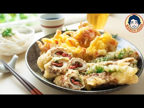紅生姜のかき揚げ＋梅干しと紫蘇と竹輪の天ぷら【超おいしい】梅・紫蘇・紅生姜を使った酸味と旨味が美味しい天ぷらの作り方！