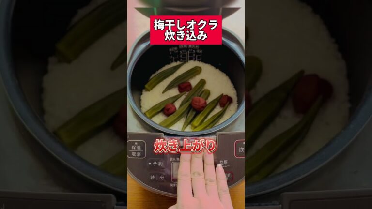 夏にハマる オクラ梅干し炊き込みご飯 #ズボラダイエット #ダイエットレシピ #炊飯器 #梅干し#オクラ#shorts