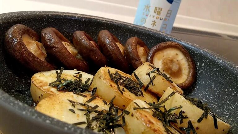 【ビールに合うおつまみ】山芋としいたけのステーキを作ってみました。Grilled Japanese yam and Shiitake mushroom.