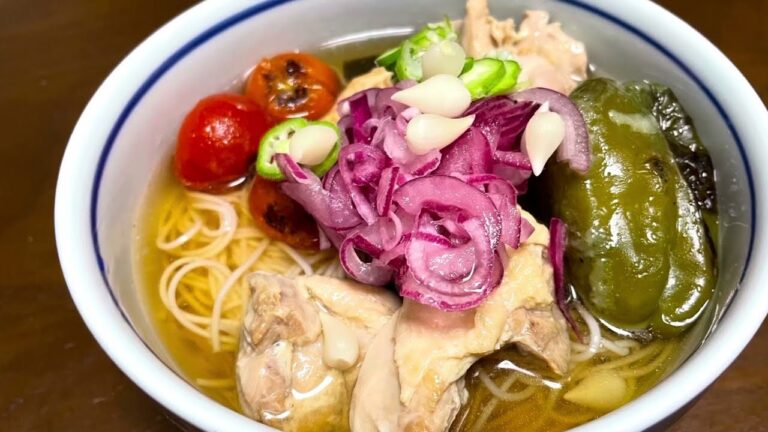 （猛暑の中の食事）朝は冷や汁、夜は冷たい素麺
