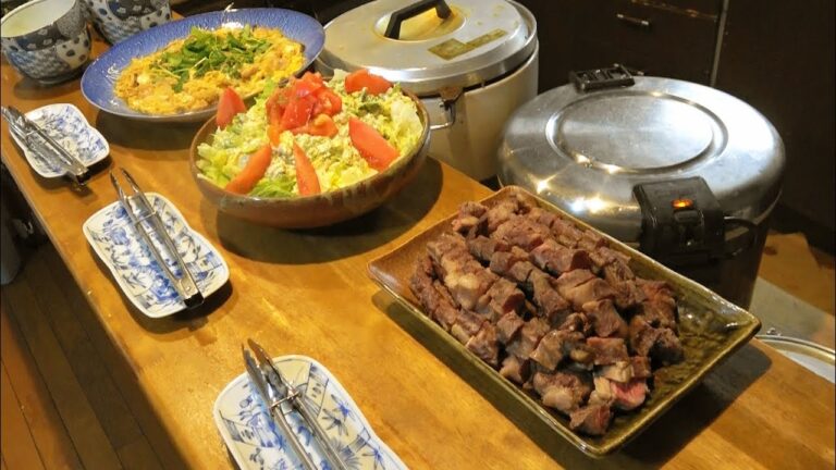 普通のレンジで料理いっぱい作るぞ！ 【鶏の寄せ鍋・リブステーキ・ブロッコリーとスナップエンドウのツナサラダ・鶏の卵とじ】