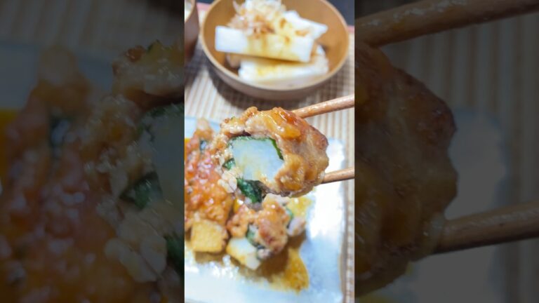 山芋の豚シソ巻き　シャキシャキ山芋　ほうれん草の胡麻和え　お味噌汁#今日のごはん #food #japanesefood