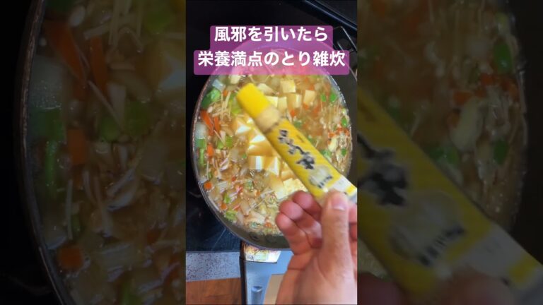 風邪引いた子供に栄養満点の鶏雑炊！