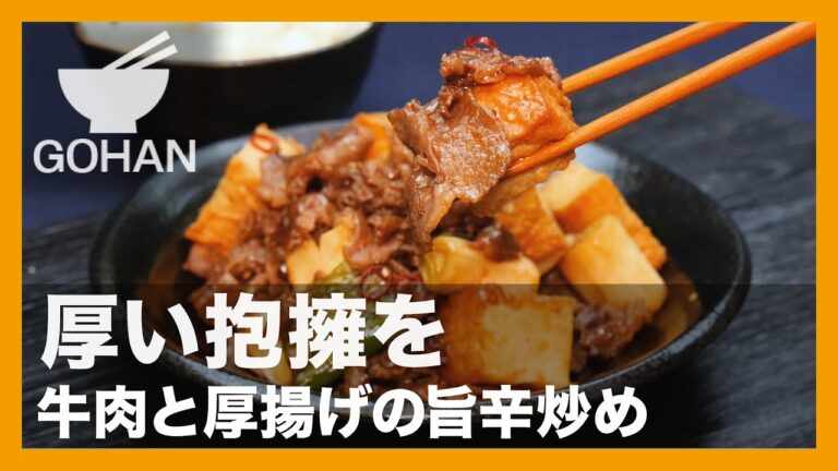 【簡単レシピ】厚い抱擁を『牛肉と厚揚げの旨辛炒め』の作り方【男飯】