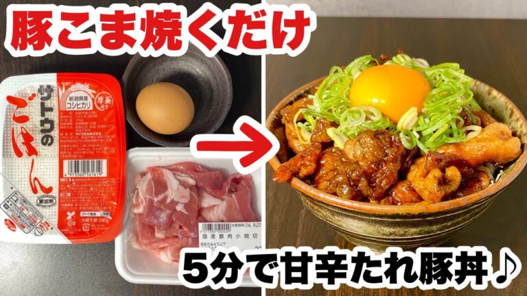 【ズボラめし】包丁なし5分で完成！甘辛タレ豚丼の作り方！【早い安い旨い】
