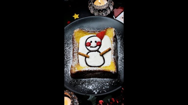【なみなみ！濃厚クリームに沼る♡】雪だるまフレンチトースト / Snowman French Toast #Shorts
