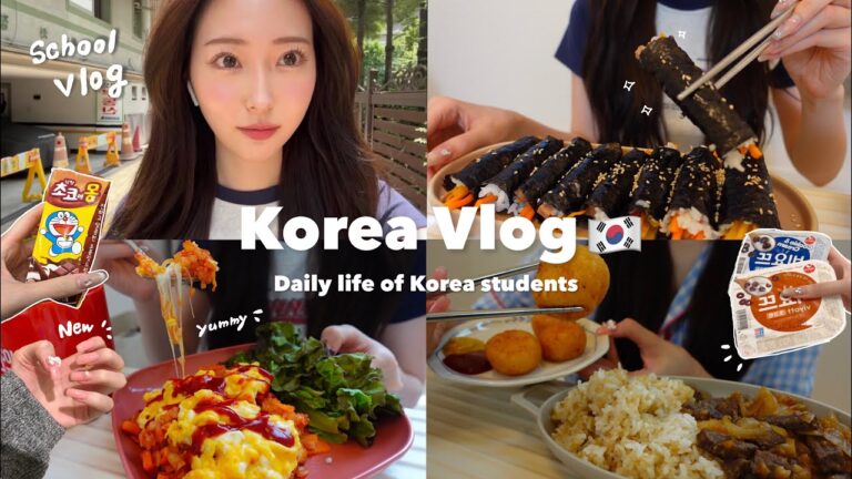 【Vlog】料理が好きな韓国留学生の日常🏠👨🏻‍🍳美味しすぎた手作りミニキンパ🇰🇷チーズオムライス🧀🍳