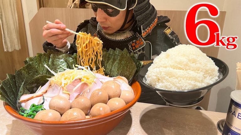 【大食い】制限時間30分!!デカ盛り家系ラーメンに漫画盛りご飯をかっ喰らう!!【麺屋いぶすけ】【武士飯】