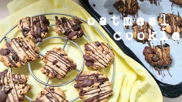 バターなし！チョコがけざくざくオートミールクッキー／簡単お菓子作り／oatmeal cookie