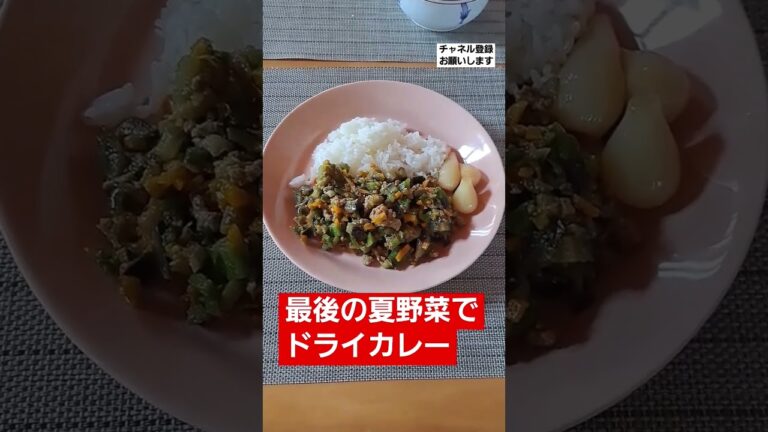 自家製夏野菜ドライカレー#最後の野菜#ピーマン#茄子#人参#玉ねぎ#挽肉#自家製らっきょう