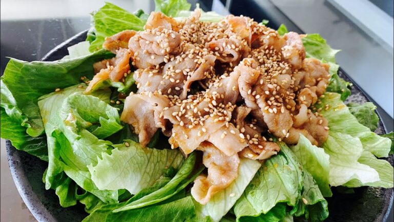 レンジで2分：ニンニク醤油最高：【豚バラ肉のスタミナサラダ】
