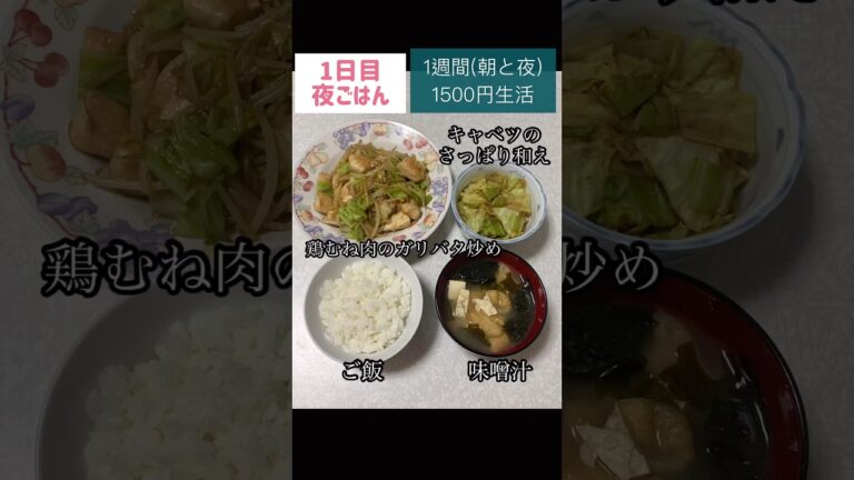 鶏むね肉のガリバタ炒め#もやし＃キャベツ#節約#料理#ごはん#1人暮らし#自炊#1週間 #1500円#レシピ#献立#簡単#女#作り置き#電子レンジ#shorts