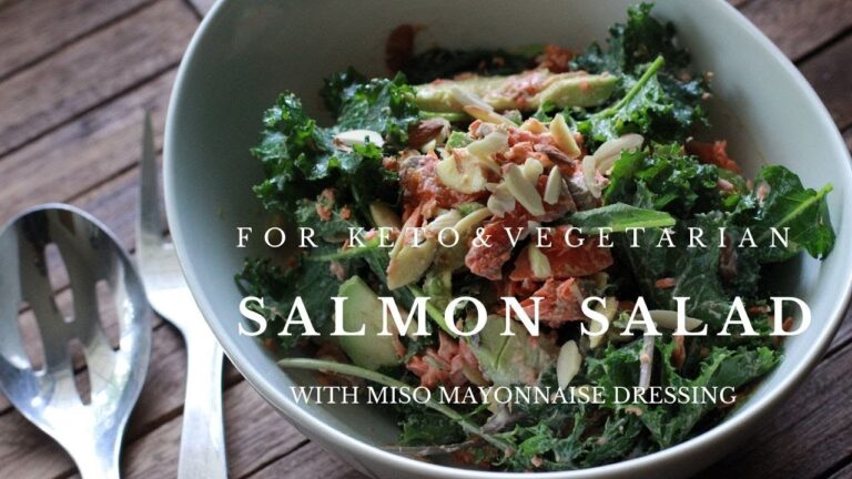 【サラダ】美味しいオリジナル味噌ドレッシングで作る♫サーモンとアボカドとケールの本当に美味しいレシピの作り方♫