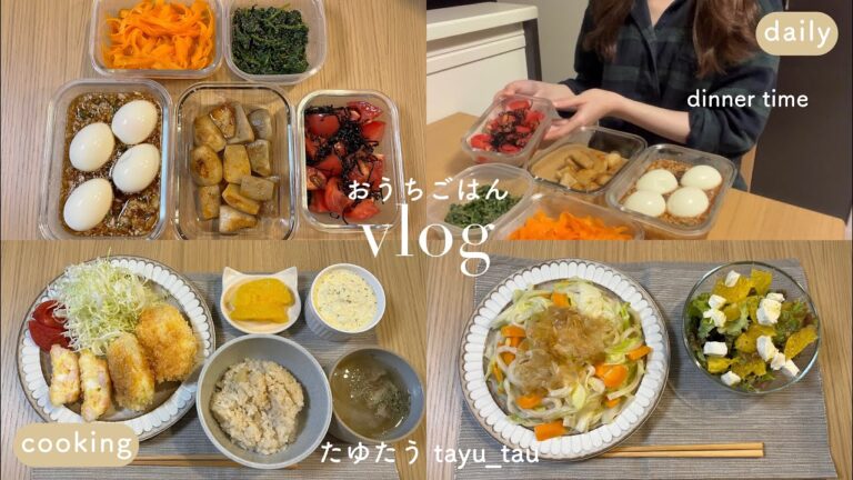 簡単で美味しい！作り置きの副菜レシピ5品🐇🥕野菜を美味しく消費する自炊記録 |海老カツ.焼きうどん