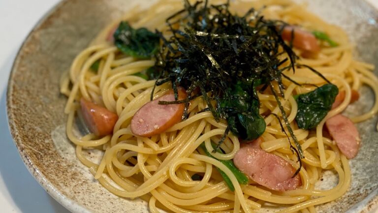 ソーセージとほうれん草の和風パスタ