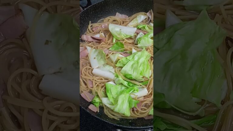 キャベツベーコン塩昆布のパスタ