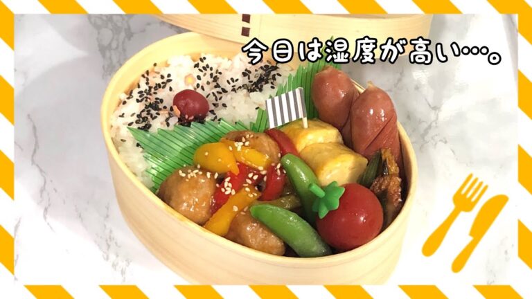 【お弁当】今日は湿度が高いね…。肉だんごの甘酢あん《旦那弁当》