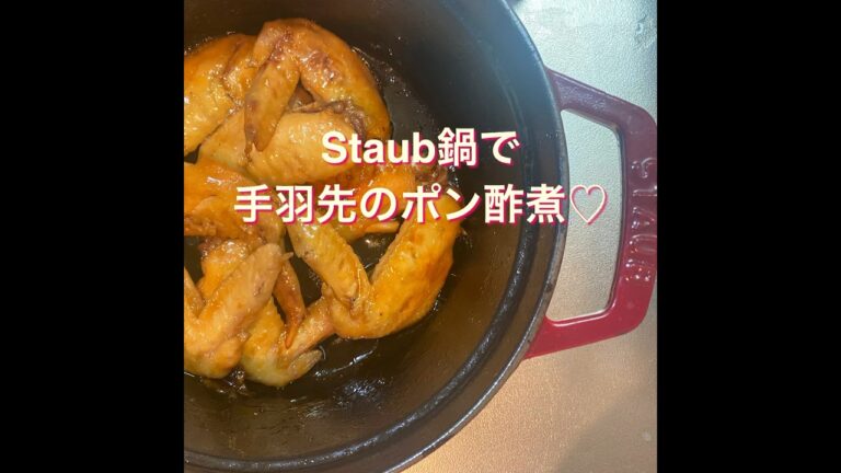 ストウブ鍋で手羽先の簡単ポン酢煮込み♡