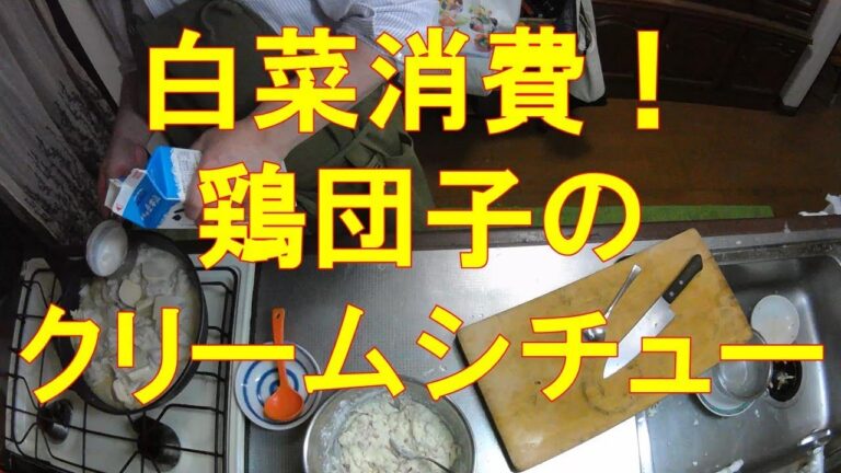 #396【キッチン俯瞰16倍速】夕食作り「白菜消費！鶏団子クリームシチュー」