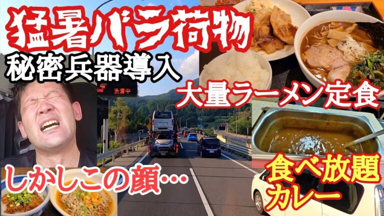 【長距離トラック】タイヤも激熱！猛暑バラ荷物、秘密兵器導入も…ガッツリ盛りラーメン定食【大勝園、藤岡市】パーキング飯カレー食べ放題。