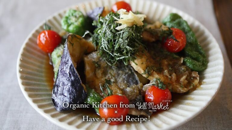 揚げナスとアジのおろし玉ねぎソースがけ - Fried egg-plant snd horse-mackerel with onion sauce