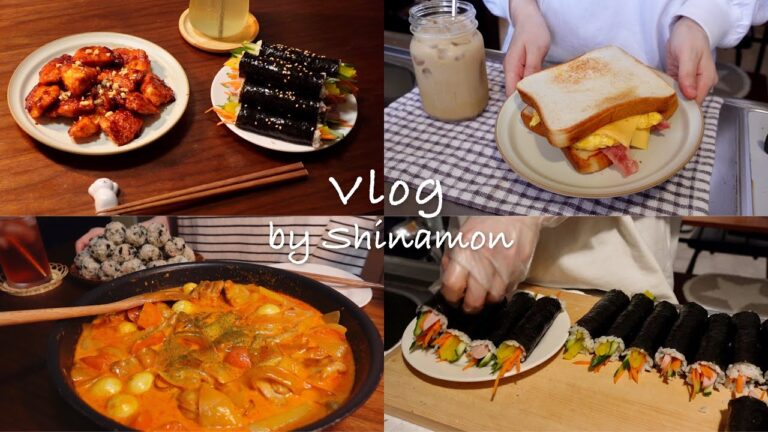 【料理vlog】韓国料理マニアがおすすめする最近の推し🥘🇰🇷｜タッカンジョン、麻薬キンパ、ロゼチムタク、カップチャパグリ、ドロップエッグ風トースト、カラフル野菜キンパ｜自炊記録