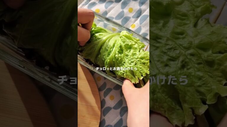 【レンジで簡単 ヨダレえのき】⁡⁡👩‍🍳材料⁡(食べきる目安:冷蔵2日)・えのき 1/2本・サニーレタス 3枚・酒 小さじ1・醤油麹 小さじ1・ラー油 お好み量