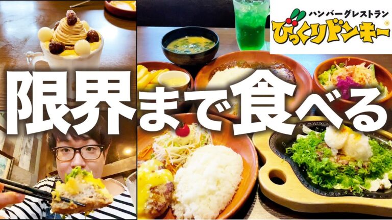 【大食い】びっくりドンキーに1万円握りしめ限界まで食べてみた！【チーズバーディッシュ、ビックリジョッキパフェ】