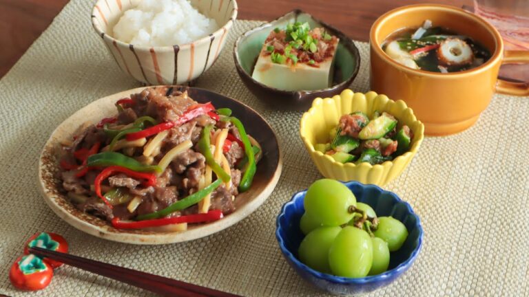 【時短料理】30分で4品！青椒肉絲献立【概要欄レシピあり】