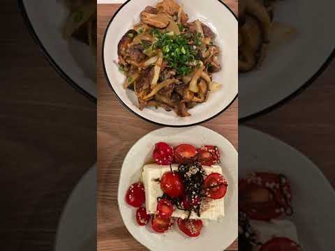 【簡単レシピ】牛こまピリ辛味噌とトマト冷奴と味噌汁【自炊日記】 #Shorts