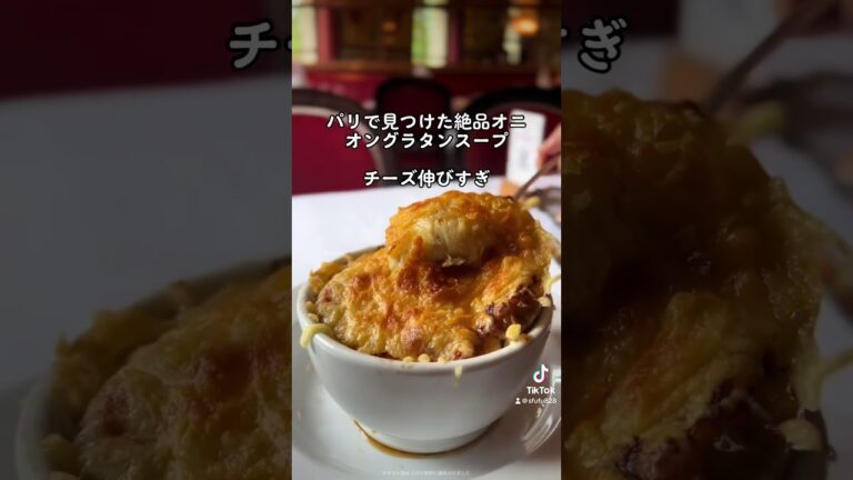 パリの絶品オニオングラタンスープ！#aupieddecochon#スープ#チーズ#オニオングラタンスープ #ハネムーン #新婚旅行 #パリ #グルメ