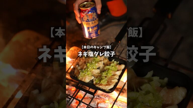 【キャンプ飯】ネギ塩ダレ餃子 #shorts