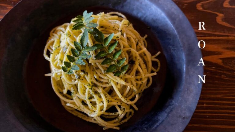 【木の芽ジェノベーゼのパスタ】リラックス効果のある香りに癒される大人の味。#ヴィーガン#野草