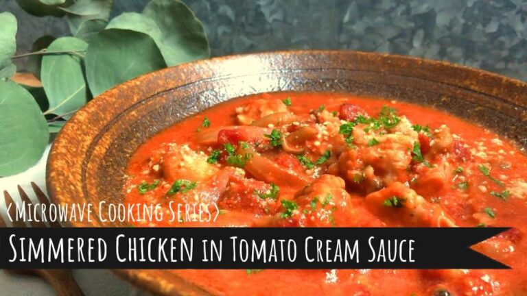 [Microwave Recipe]: Simmered Chicken in Tomato Cream Sauce / [電子レンジ活用レシピ]: 鶏のトマトクリーム煮
