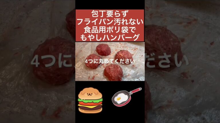 包丁要らずのもやしハンバーグ　フライパンも汚れない洗い物簡単なポリ袋調理災害食レシピ