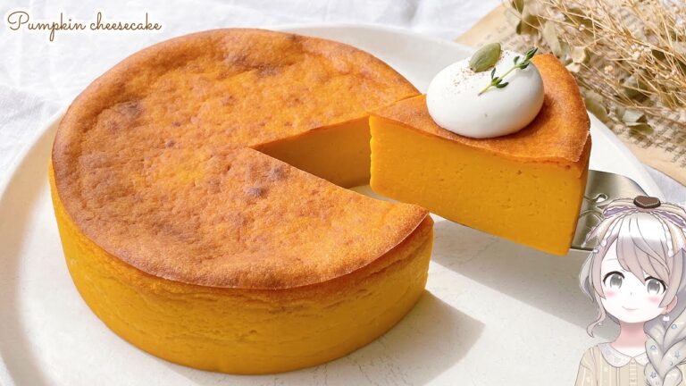 【混ぜて焼くだけ】簡単！濃厚かぼちゃのチーズケーキの作り方♡ 生クリームなし！しっとりなめらか！How to make Pumpkin cheese cake