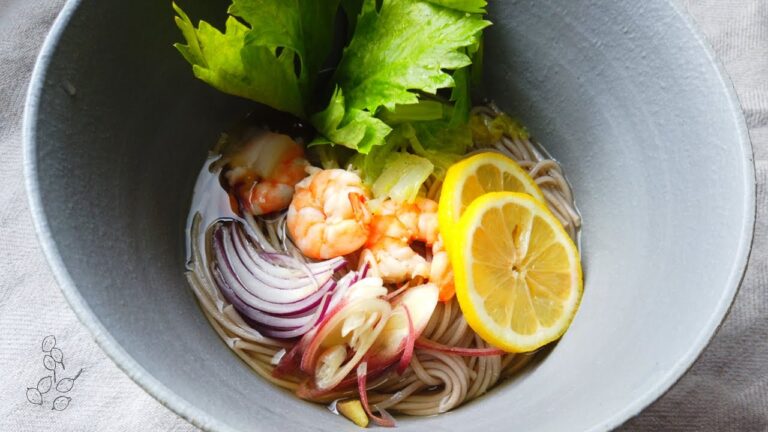 エビとさっぱりレモン蕎麦の作り方｜パクチー＋ナンプラーでエスニック風にも♪【簡単レシピ】【ばあちゃんの料理vlog】