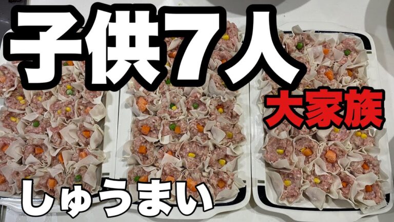 【大家族料理】しゅうまい　キャベツのツナサラダ　しゅうまいの包み方失敗したけど食べれるから大丈夫